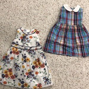 LOT 2 GIRLS DRESSES 2T FLORAL SLEEVELESS PLAID